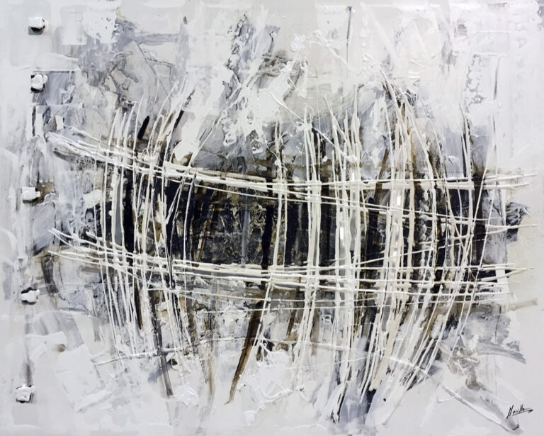 Strukturiertes monochromes abstraktes Werk