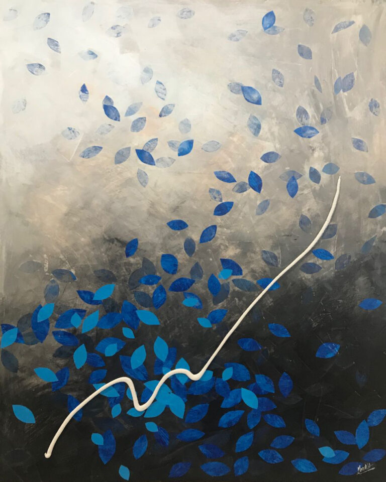Abstrakte blaue Blätter im Farbverlauf