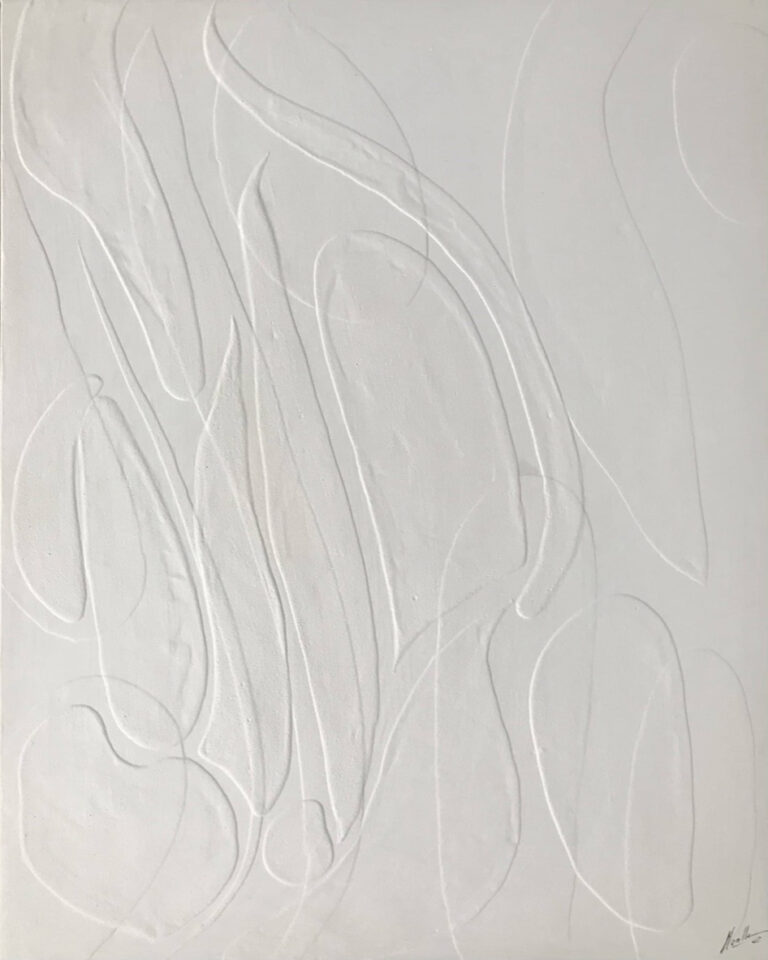 Strukturierte minimalistische abstrakte Kunst in Weiß