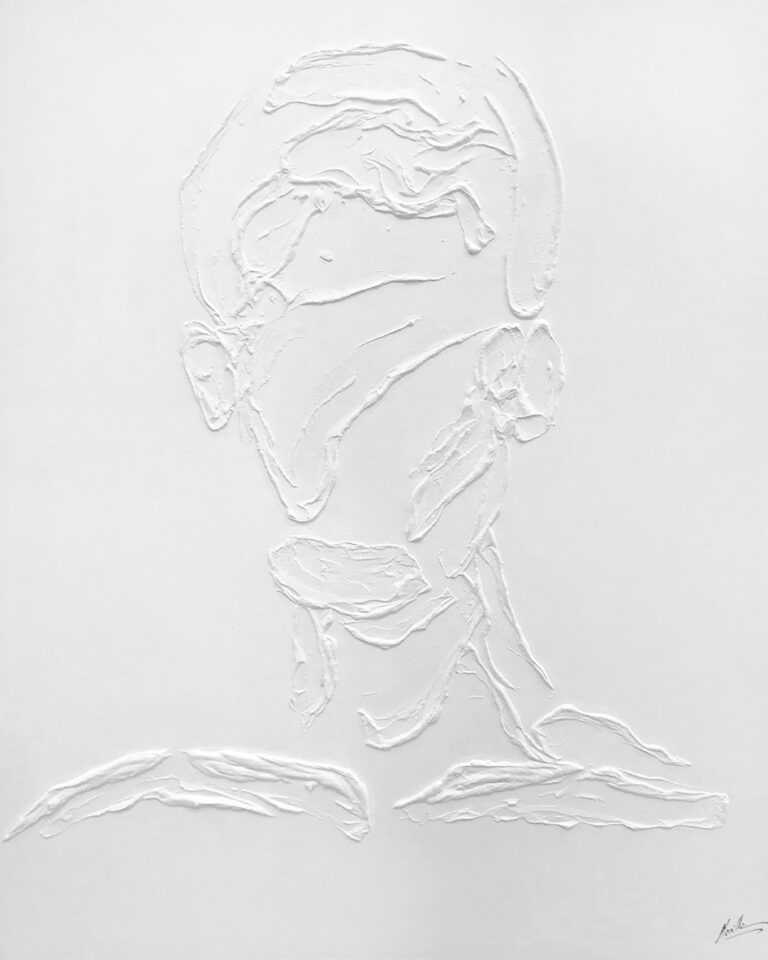 Minimalistisches Porträt als weißes Relief