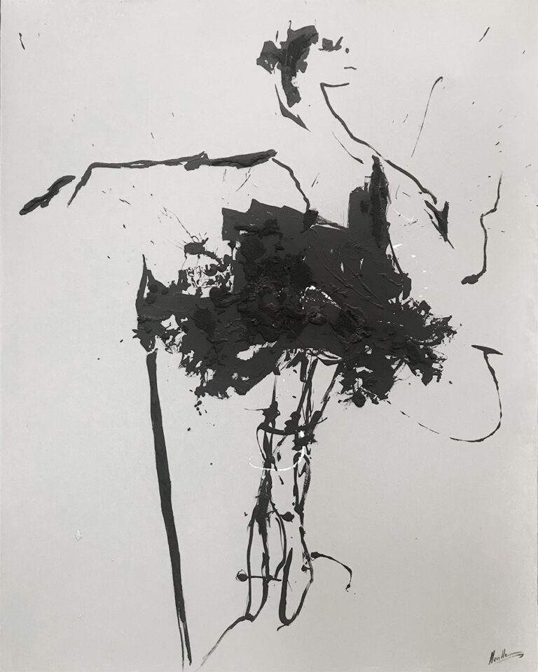 Abstrakt-figurative Kunst mit schwarzer Farbe