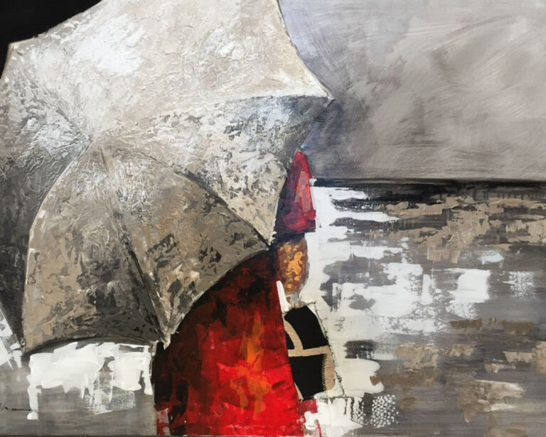 Abstrakte Kunst eines Regentags in neutralen Tönen
