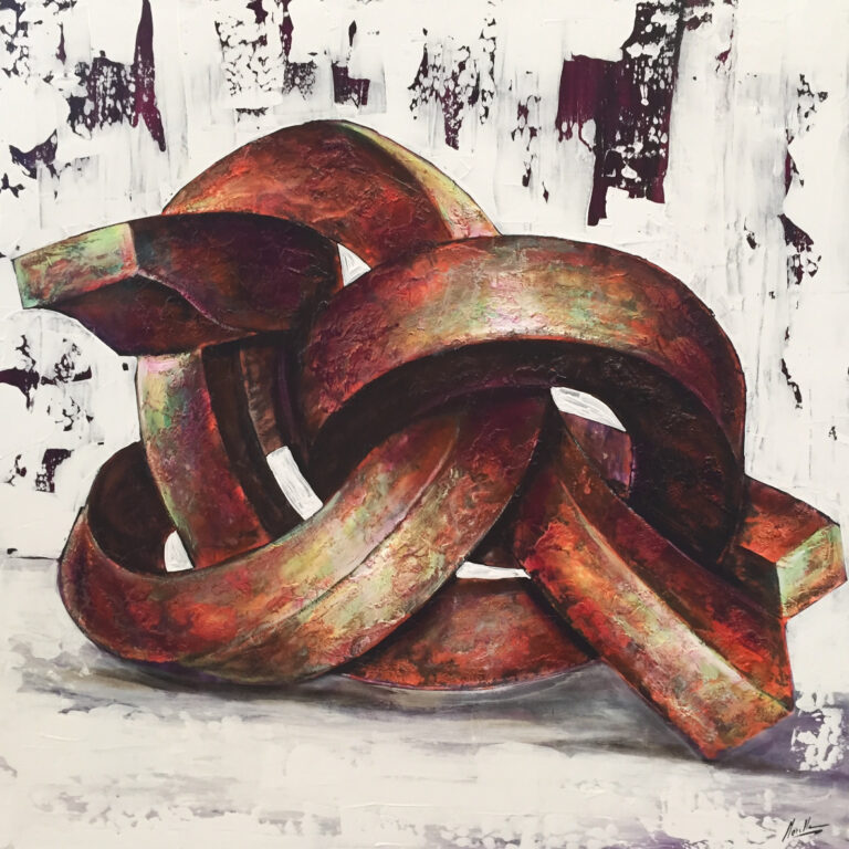 Abstrakte Kunst einer Skulptur aus rostigem Metall