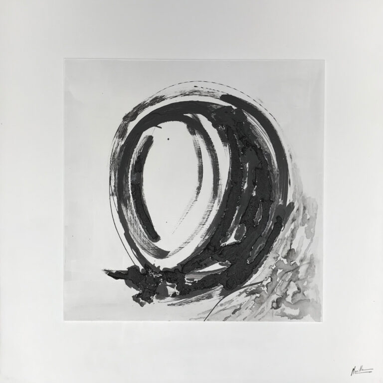 Kreisförmiges monochromes abstraktes Gemälde
