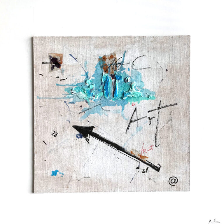 Abstrakte Kunst auf Leinwand in Blautönen