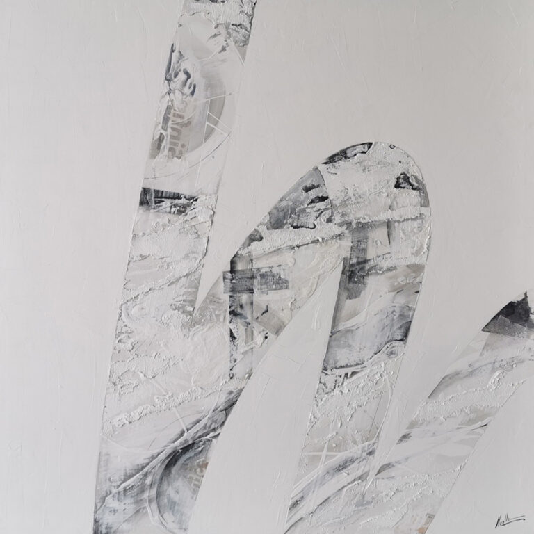 Monochrome abstrakte Kunst in Mischtechnik