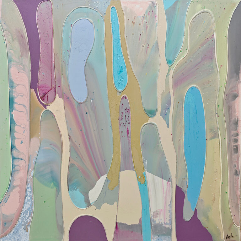 Abstrakte Kunst in Pastell auf Leinwand