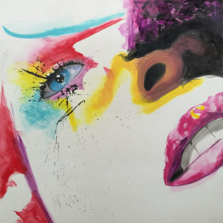 Abstrakt-expressionistisches Porträt in Aquarell