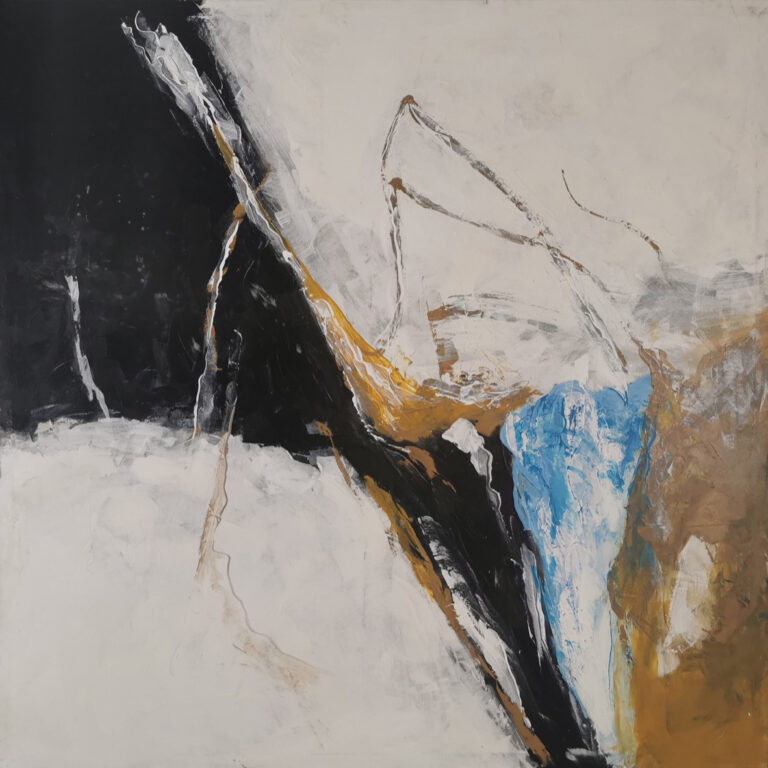 Abstraktes Werk in Monochrom und Gold