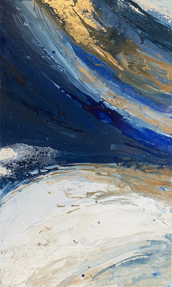 Abstrakte Wirbel in Blau und Gold