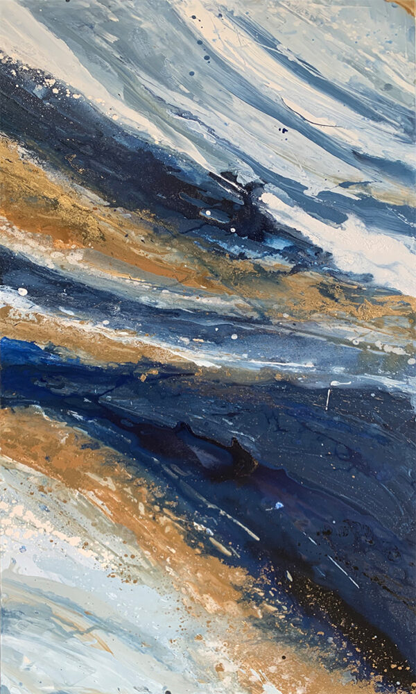 Abstrakte Wellen in Blau und Gold