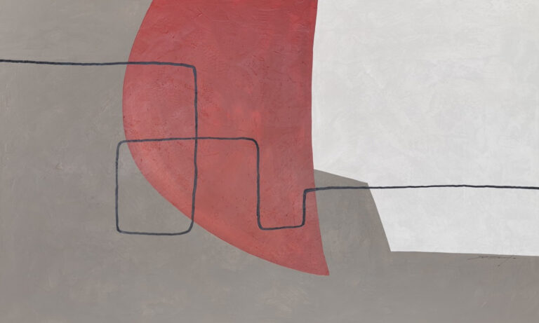 Abstrakte Komposition in Rot und Grau