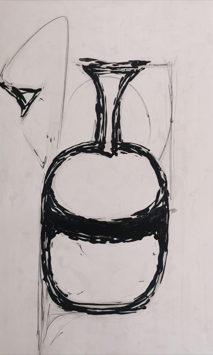 Minimalistische abstrakte Kunst in Schwarz und Weiß