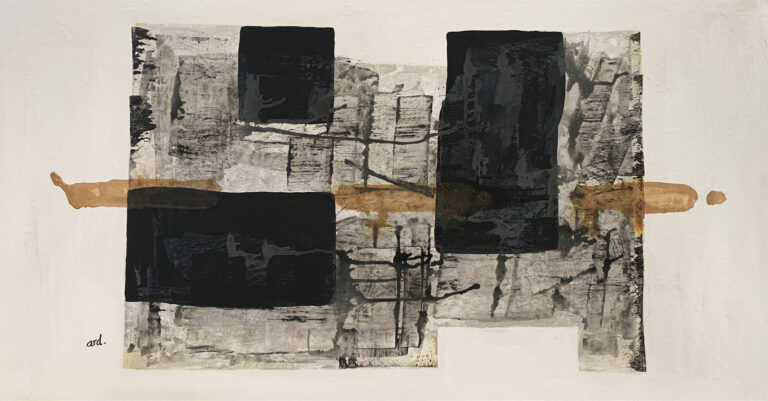 Abstraktes Werk in Schwarz und Gold