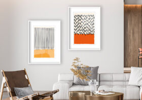 Minimalistisches abstraktes Muster mit Gelb