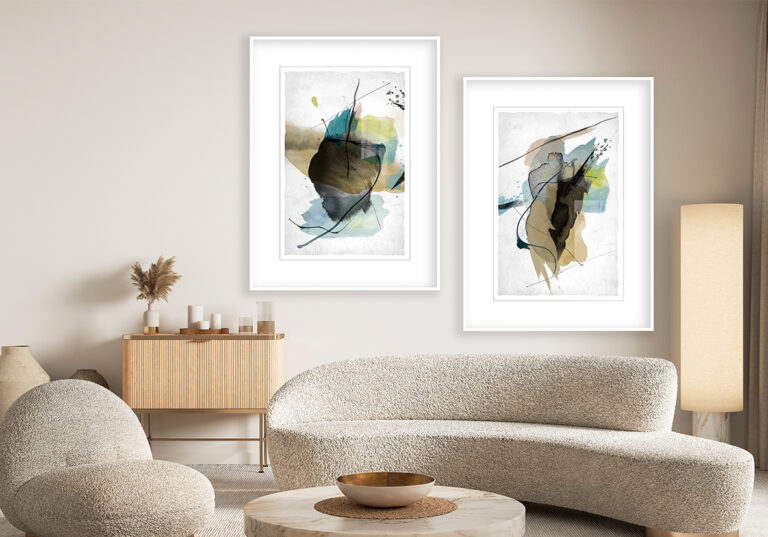 Abstraktes Aquarellwerk auf Leinwand