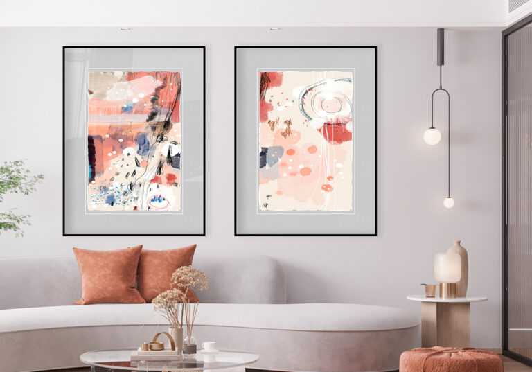 Abstraktes Aquarellwerk in Pastelltönen