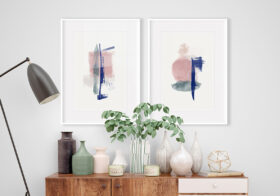 Minimalistisches Gemälde in kräftigen Farben
