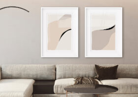 Minimalistische Kunst in Beige und Schwarz