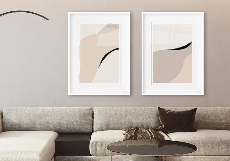 Minimalistische Kunst in Beige und Schwarz