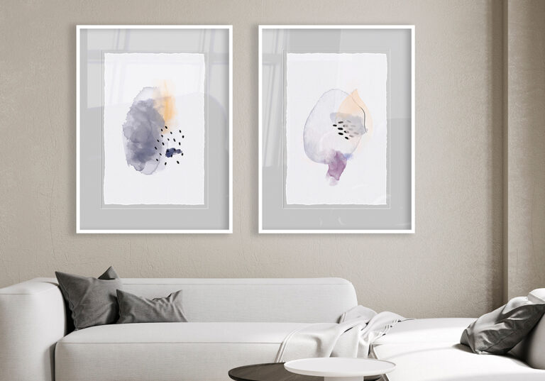 Abstraktes Aquarell mit minimalistischen Punkten