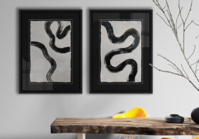 Monochromes Werk mit Pinselstrichen