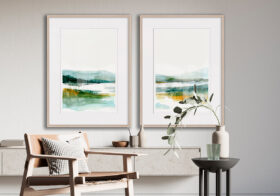 Aquarelllandschaft in Grünnuancen