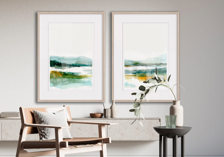 Aquarelllandschaft in Grünnuancen