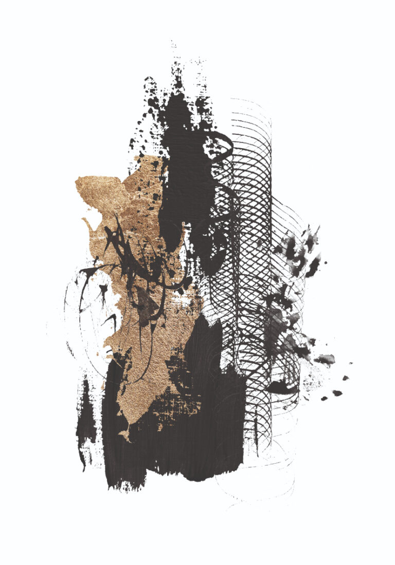 Abstraktes Motiv in Gold und Schwarz
