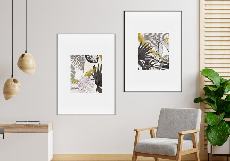 Minimalistisches Muster aus tropischen Blättern