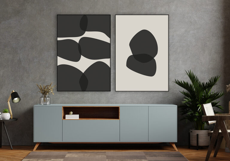 Minimalistisches Werk in Schwarz-Weiß