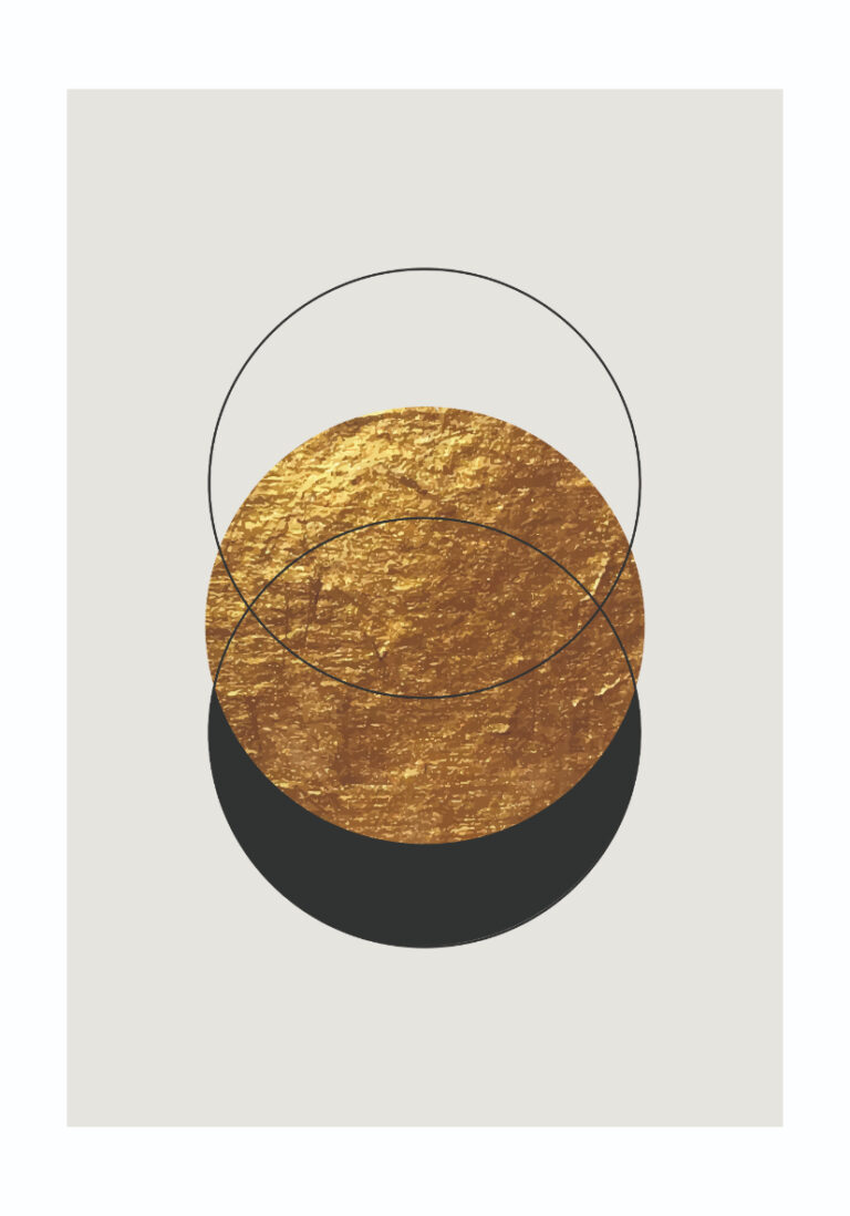 Abstraktes Werk in Gold und Schwarz