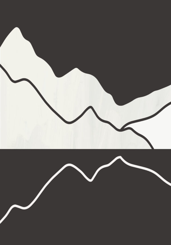 Minimalistisches monochromes Bergmotiv