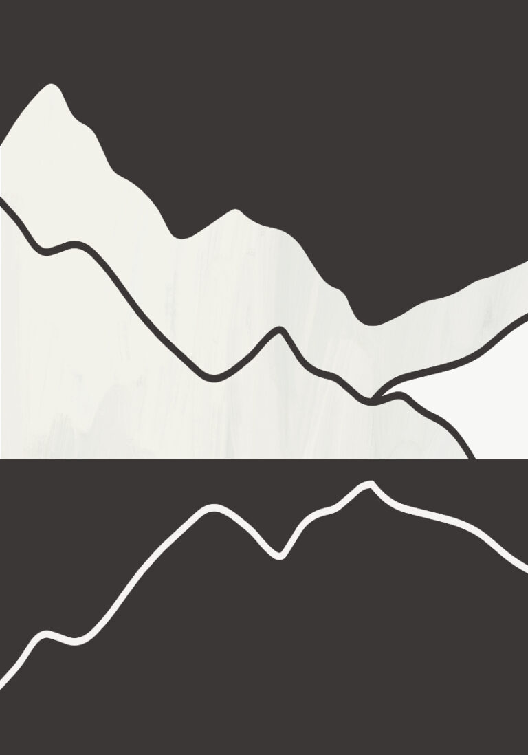 Minimalistisches monochromes Bergmotiv