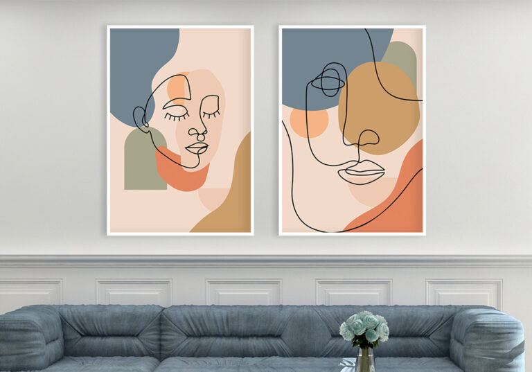 Abstrakte Line-Art in Erdtönen