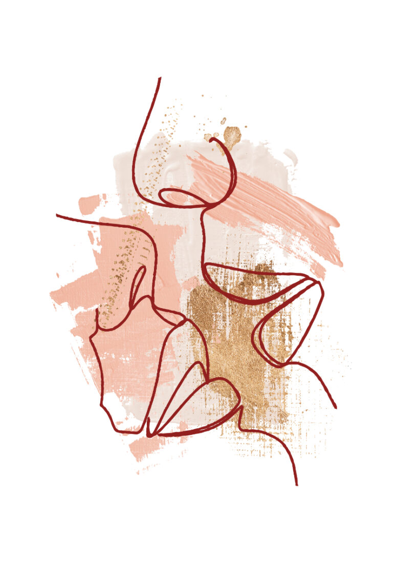 Abstrakte Line-Art-Illustration mit goldenen Details