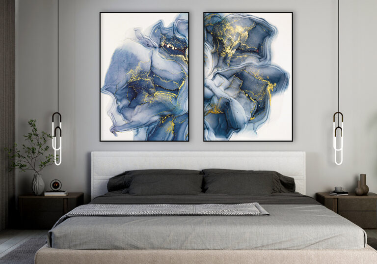 Abstrakte Muster in Blau und Gold