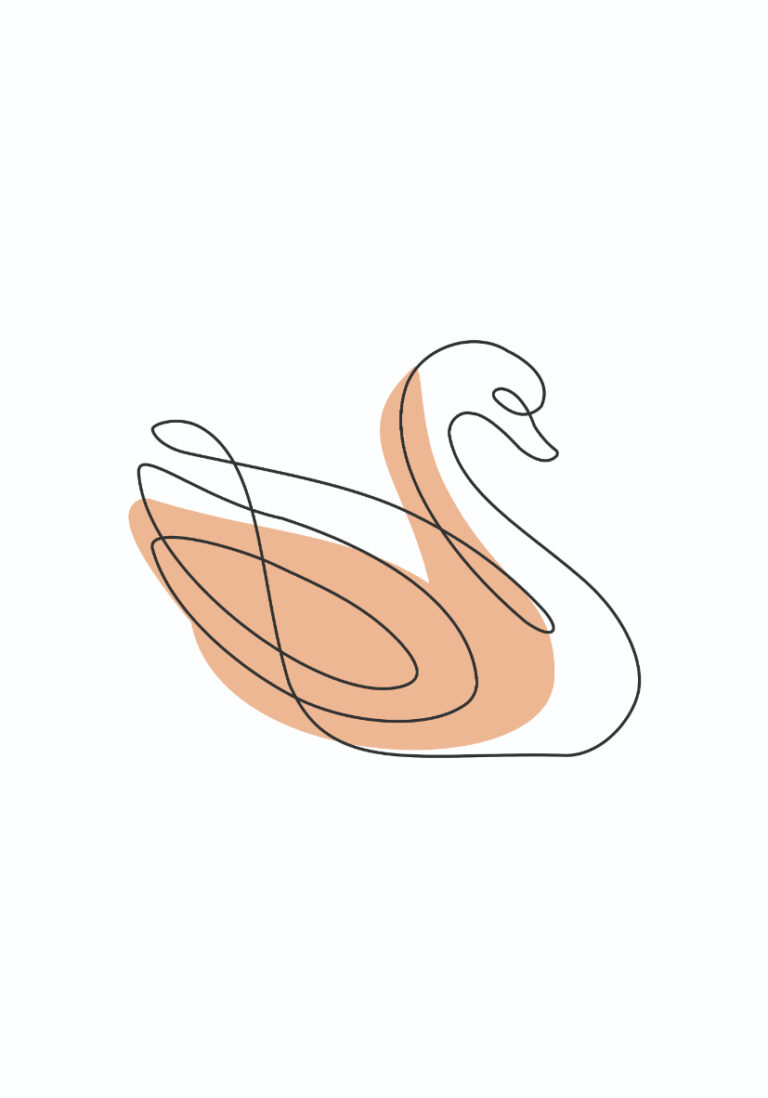 Minimalistische Linienzeichnung eines Schwans