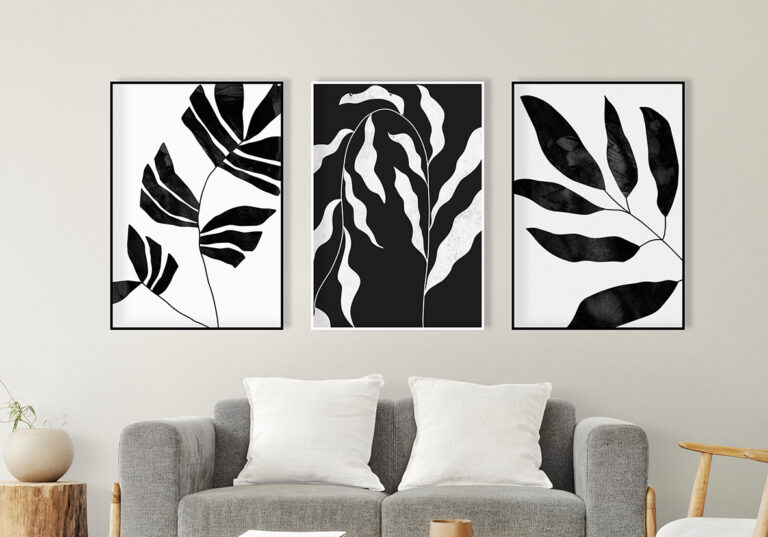 Minimalistische botanische Kunst in Monochrom