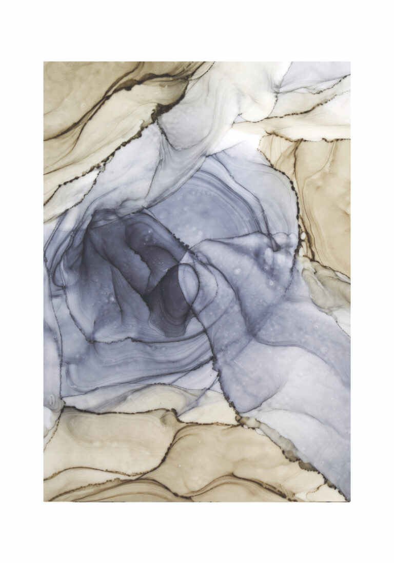 Abstrakte Kunst in Beige und Blau