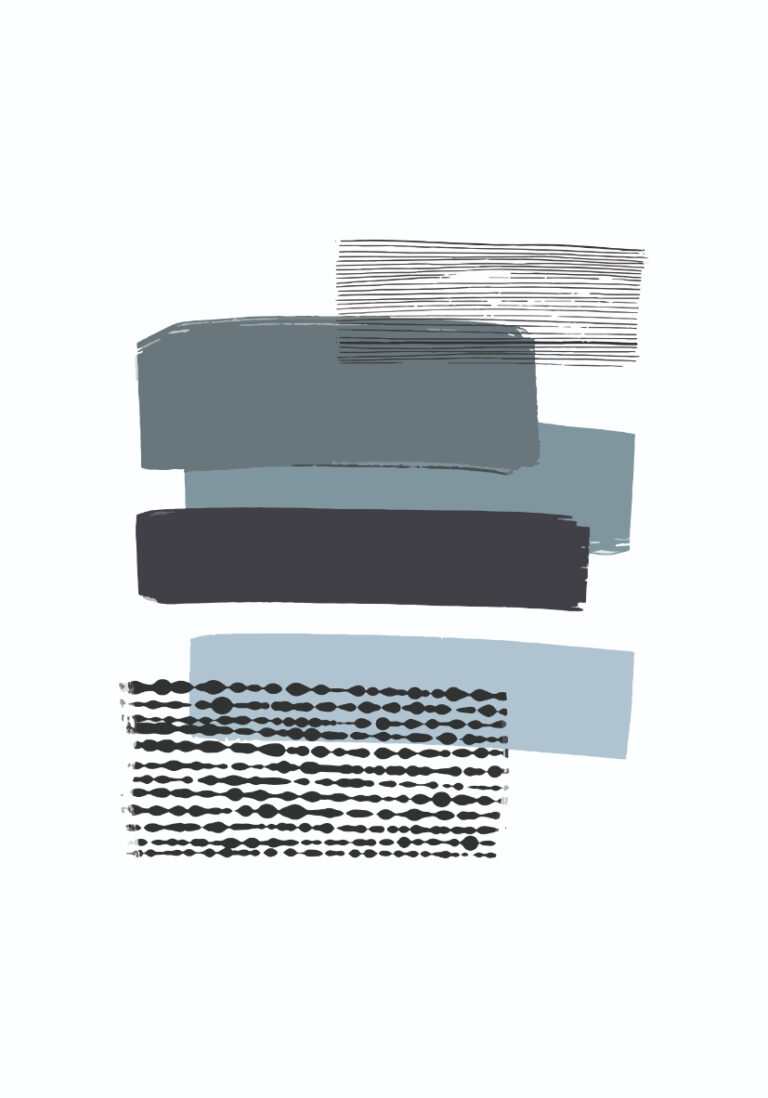 Minimalistische abstrakte Kunst in Blautönen