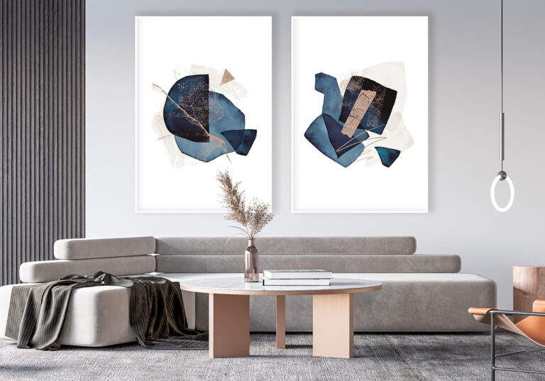 Blaues geometrisches Motiv im abstrakten Stil