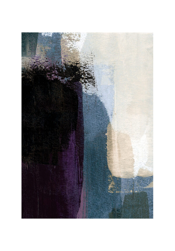 Abstrakte Pinselstriche in Blau und Purpur