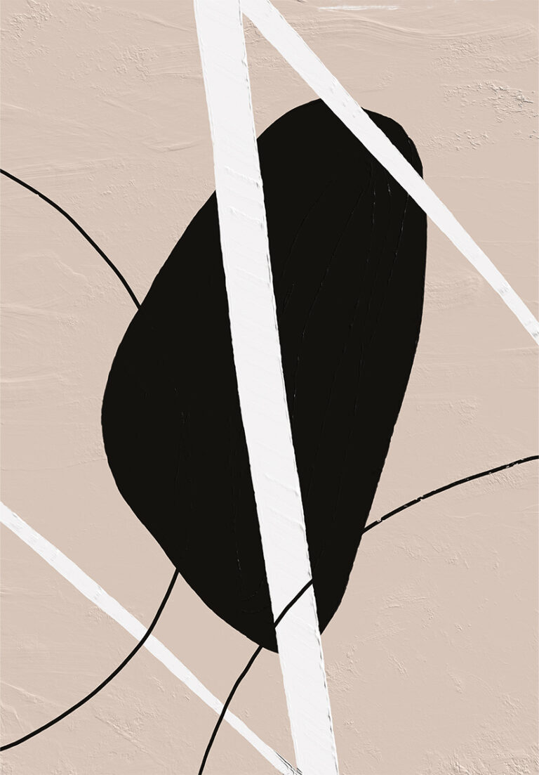 Minimalistisches Werk in Beige und Schwarz