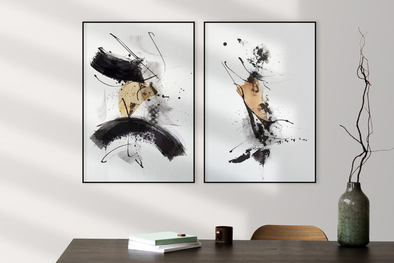 Abstraktes Motiv in Beige und Schwarz