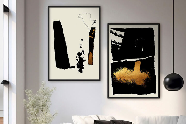 Abstraktes Motiv in Schwarz und Gold