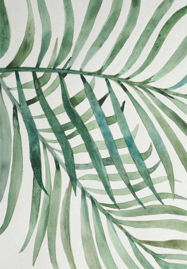 Aquarellillustration eines tropischen Blatts