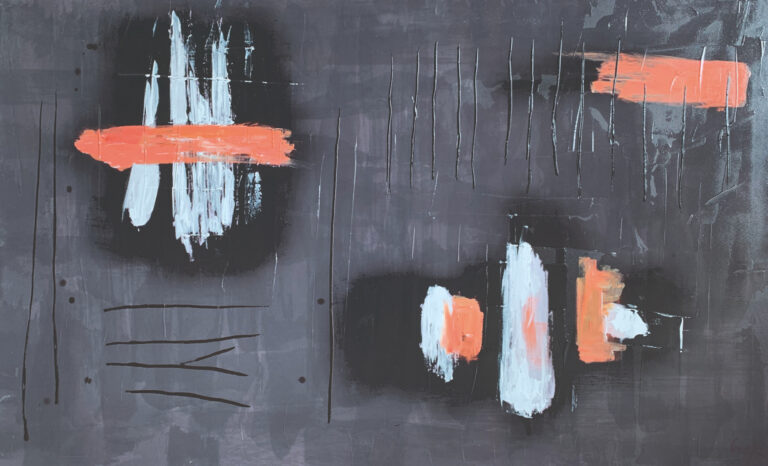 Abstraktes Werk mit orangefarbenen Linien