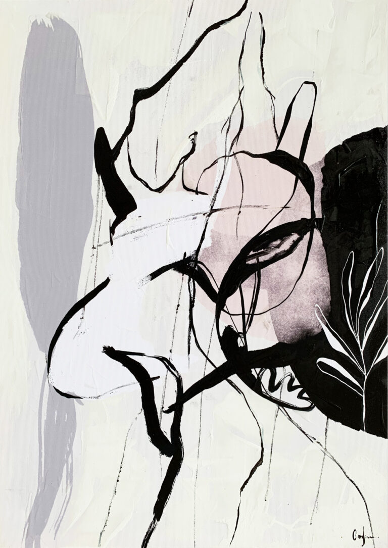 Monochromes minimalistisches Werk mit ausdrucksstarkem Charakter