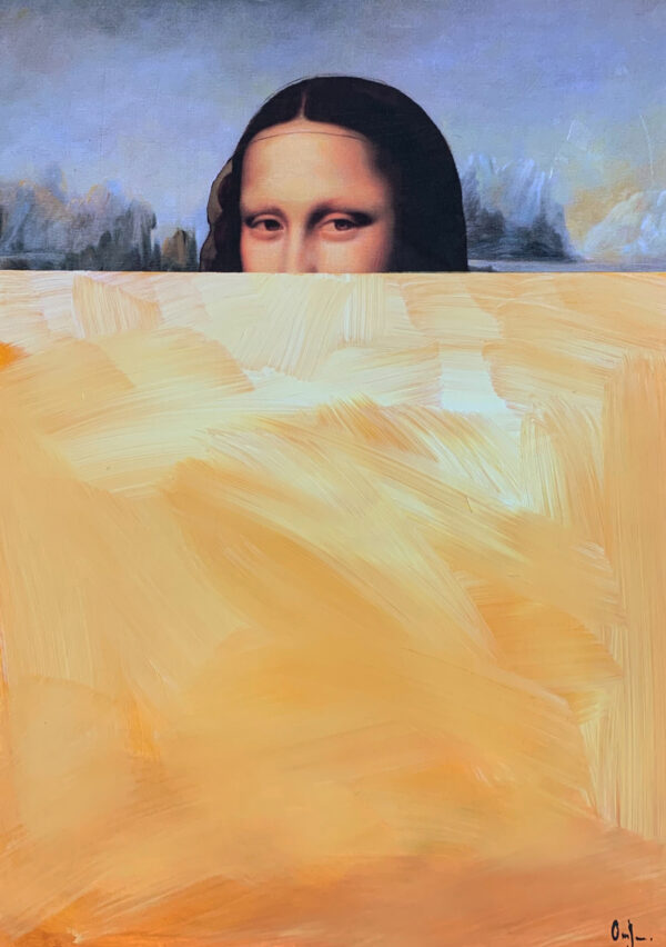 Abstrakte Sicht auf die Mona Lisa mit goldenen Akzenten